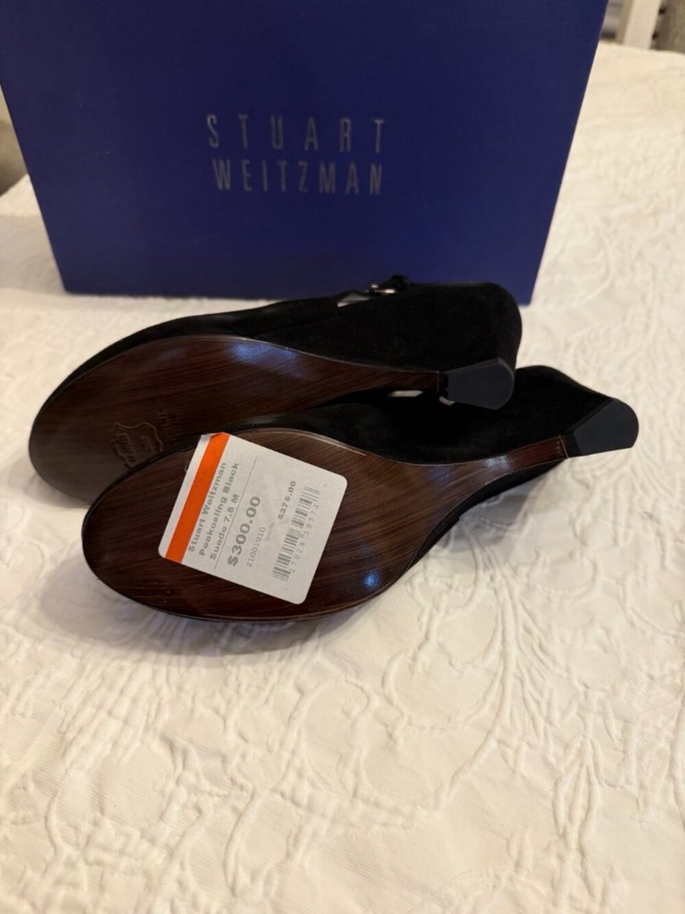 STUART WEITZMAN PEAKOSLING WEDGES BLACK SUEDE - Picture 6 of 8